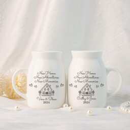 New Home Vase Decor, Personalised Gift For Sister, Moving in Couple, Housewarming Idea Neighbor, Ceramic Mini - thumbnail 3