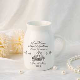 New Home Vase Decor, Personalised Gift For Sister, Moving in Couple, Housewarming Idea Neighbor, Ceramic Mini - thumbnail 1