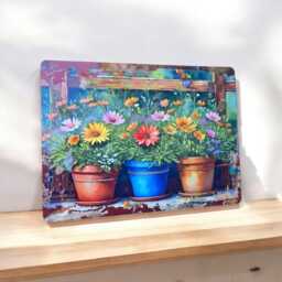 Rustic Flower Display Metal Art Sign Shabby Chic Wall Decor For Garden Patio Kitchen - thumbnail 1