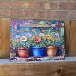 Rustic Flower Display Metal Art Sign Shabby Chic Wall Decor For Garden Patio Kitchen - thumbnail 2