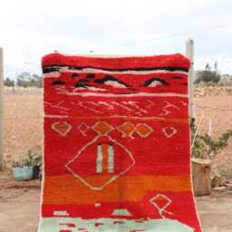 Custom Handmade Wool Moroccan Rug Abstract Multicolored Boujad Azilal Carpet - thumbnail 2