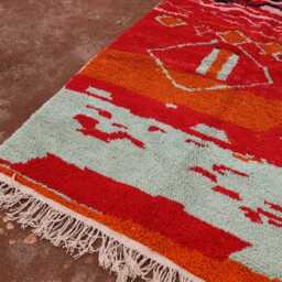 Custom Handmade Wool Moroccan Rug Abstract Multicolored Boujad Azilal Carpet - thumbnail 3