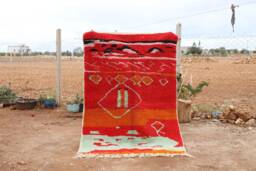Custom Handmade Wool Moroccan Rug Abstract Multicolored Boujad Azilal Carpet - thumbnail 1