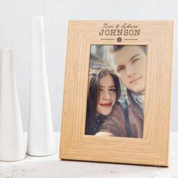 Personalised Engraved Picture Frame - Couples Photo 5Th Wedding Anniversary Gift For Husband Wife Engagement For Couple - thumbnail 1