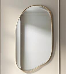 Asymmetrical Wall Mirror Modern Home Decor With Gold Frame - thumbnail 3