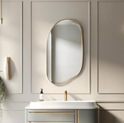 Asymmetrical Wall Mirror Modern Home Decor With Gold Frame - thumbnail 1