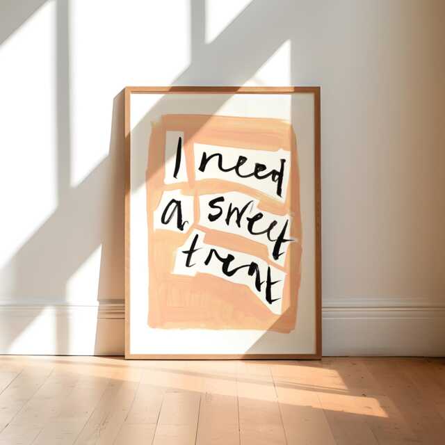 Sweet Treat Kitchen Art Print Hand Painted Abstract, Pink Colorful - image 1