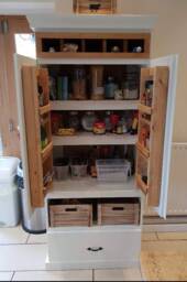 Handcrafted Pine Pantry Larder With Wine Rack, Custom Farrow & Ball Finish