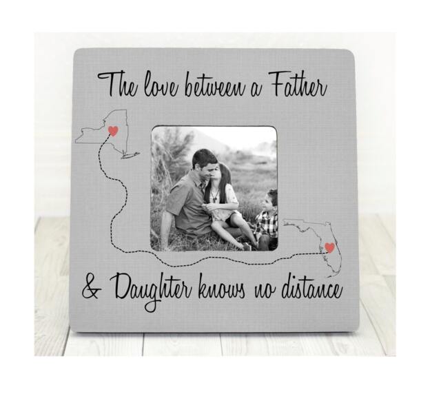 Fathers Day Gift For Dad Picture Frame Personalized Love Between States Long Distance Father - image 1