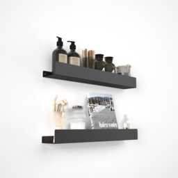 Minimalist Bathroom Shelves Boho Style/Floating Shelf Metal Thin Hidden Wall Mounted Mcm - thumbnail 1