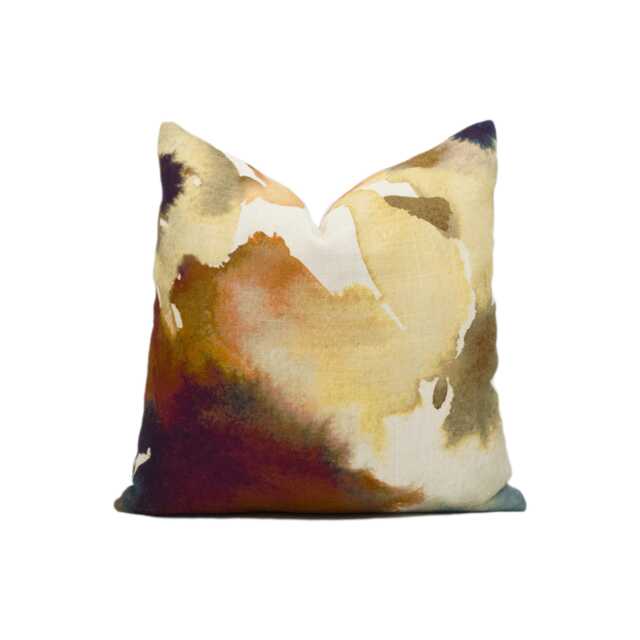 Harlequin - Flores Rust/Ruby Nordic Blue Abstract Watercolour Floral Cushion Cover Handmade Throw Pillow Designer Home Decor - image 1