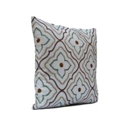 White Decorative Throw Pillow Cover, Cushion Covers, Moroccan Accent Pillow, Brown/Tan/Blue Embroidered Boho Pillow, Farmhouse Pillowcase - thumbnail 2