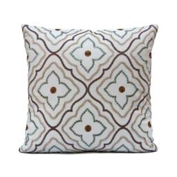 White Decorative Throw Pillow Cover, Cushion Covers, Moroccan Accent Pillow, Brown/Tan/Blue Embroidered Boho Pillow, Farmhouse Pillowcase - thumbnail 1