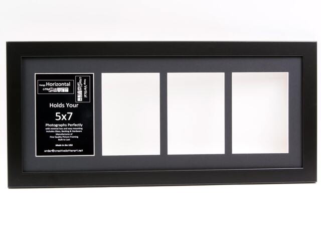 5x7 Black 4 Opening Picture Frame With 10 By 24 Inch Collage Mat To Hold Your Photographs For Name, Photography, Art & Wedding - image 1