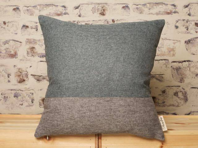 Teal & Gray Striped Cushion Cover Modern Color Block Pillow - image 1