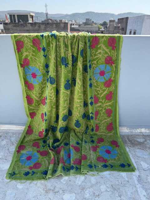 Boho Velvet Suzani Quilt - Handcrafted Embroidered Throw Blanket - image 1