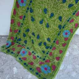 Boho Velvet Suzani Quilt - Handcrafted Embroidered Throw Blanket - thumbnail 4