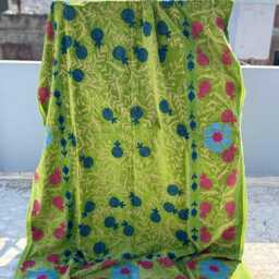 Boho Velvet Suzani Quilt - Handcrafted Embroidered Throw Blanket - thumbnail 3