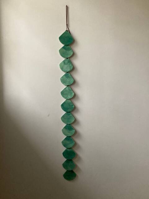 Handmade Ceramic Wall Art Glossy Blue Green Tile Hanging - image 1