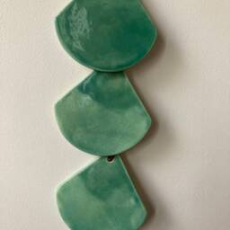 Handmade Ceramic Wall Art Glossy Blue Green Tile Hanging - thumbnail 2