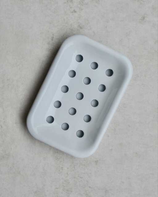 White Enamel Soap Dish With Drip Tray, Bathroom Or Kitchen Holder - image 1