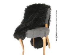 Plush Black Faux Fur Throw Blanket, Minky Cuddle Lining