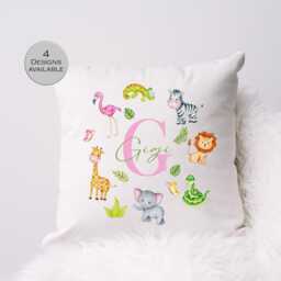 Personalised Safari Animal Cushion - Jungle Pillow Custom Name Nursery Decor - thumbnail 2