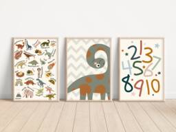 Dinosaur Themed Prints. Alphabet, Numbers & Dino Gender Neutral Wall Art - Prints Only, Unframed - thumbnail 1