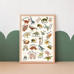 Dinosaur Themed Prints. Alphabet, Numbers & Dino Gender Neutral Wall Art - Prints Only, Unframed - thumbnail 2