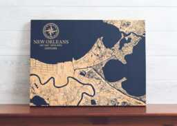 New Orleans, Louisiana Map - Engraved Wood Coastal Wall Art Sign, Beach House Home Decor Nautical Print, Unique Personalized Family Gift