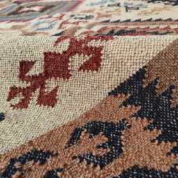 Bespoke Wool Jute Flatweave Kilim Rug - Tribal Diamond Centerpiece Boho Area - thumbnail 4