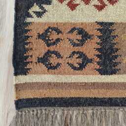 Bespoke Wool Jute Flatweave Kilim Rug - Tribal Diamond Centerpiece Boho Area - thumbnail 2