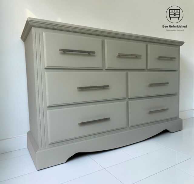 Sage Green Solid Wood Chest Of Drawers -132cm Wide - image 1