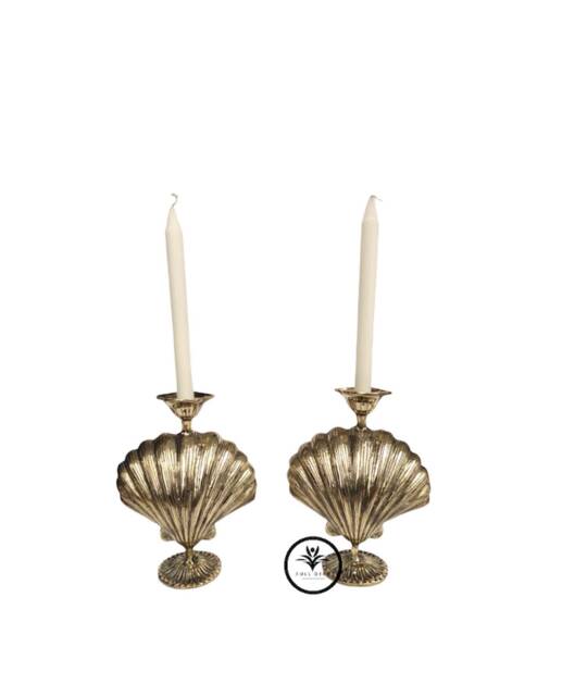 Brass Scallop Leora Candle Holder - Shell - image 1