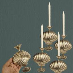 Brass Scallop Leora Candle Holder - Shell - thumbnail 2