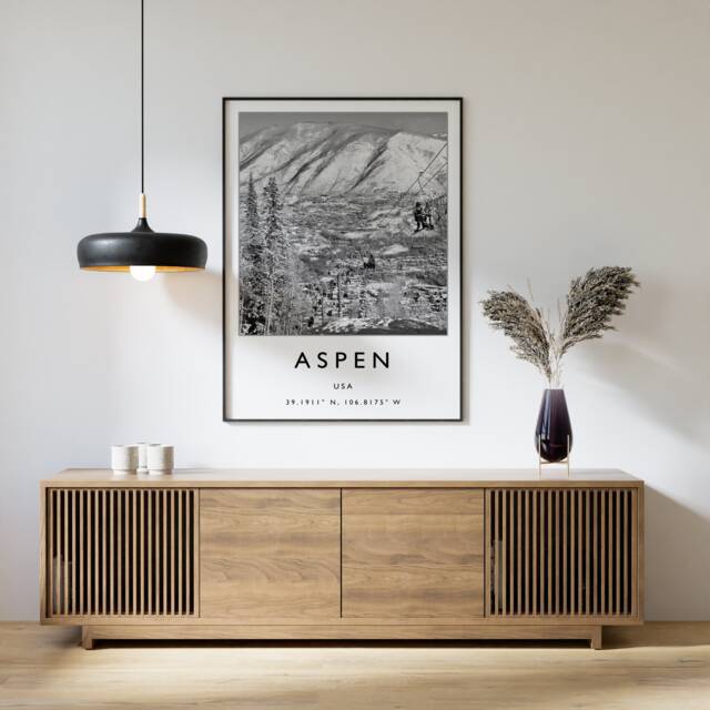 Aspen Skiing Poster Usa Travel Print, Winter Sports Art - image 1