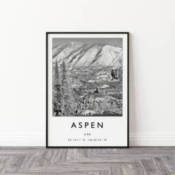 Aspen Skiing Poster Usa Travel Print, Winter Sports Art - thumbnail 2