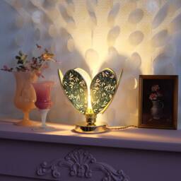 Flower Table Lamp - Night Light & Gold - thumbnail 4