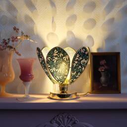 Flower Table Lamp - Night Light & Gold - thumbnail 2