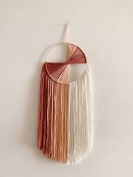 Yarn Hoop Wall Hanging, Color Block Nursery Decor - thumbnail 1