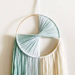 Yarn Hoop Wall Hanging, Color Block Nursery Decor - thumbnail 4