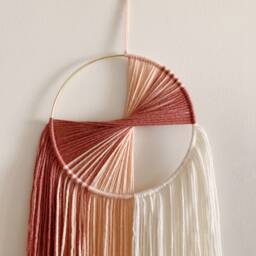Yarn Hoop Wall Hanging, Color Block Nursery Decor - thumbnail 2