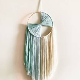 Yarn Hoop Wall Hanging, Color Block Nursery Decor - thumbnail 3