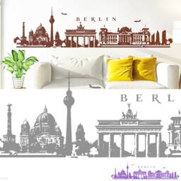 Berlin Skyline Panorama Wall Sticker Decal 4 Sizes Decor Art Motif W125 - thumbnail 3