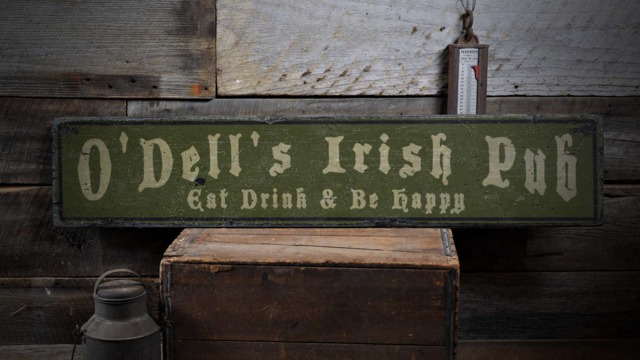 Irish Pub Sign, Eat Drink Be Happy, Decor, Wall Wood Sign - Rustic Hand Made Wooden Sign - image 1