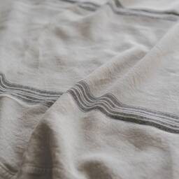 Heavyweight Softened Linen Bedspread With Black Stripes, Farmhouse Bed Cover, Natural Blanket, Handmade Throw Blanket - thumbnail 3