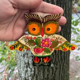 Red Bird Christmas Ornaments Wooden Traditional Hand Painted Bird Tree Decorations With Ukrainian Artisan Petrykivka Painting - thumbnail 3
