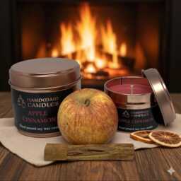 Apple Cinnamon Scented Candle, Soy Wax, Tin Container, Autumn Halloween Gift, Christmas Stocking Filler, Secret Santa Gift