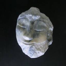 Buddha/ Soapstone Statue/Peaceful Face Eyes Closed Buddha With Beard /Glued On Black Wood Hanging The Wall/ 18 -15 cm - thumbnail 1