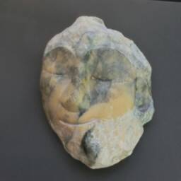 Buddha/ Soapstone Statue/Peaceful Face Eyes Closed Buddha With Beard /Glued On Black Wood Hanging The Wall/ 18 -15 cm - thumbnail 3